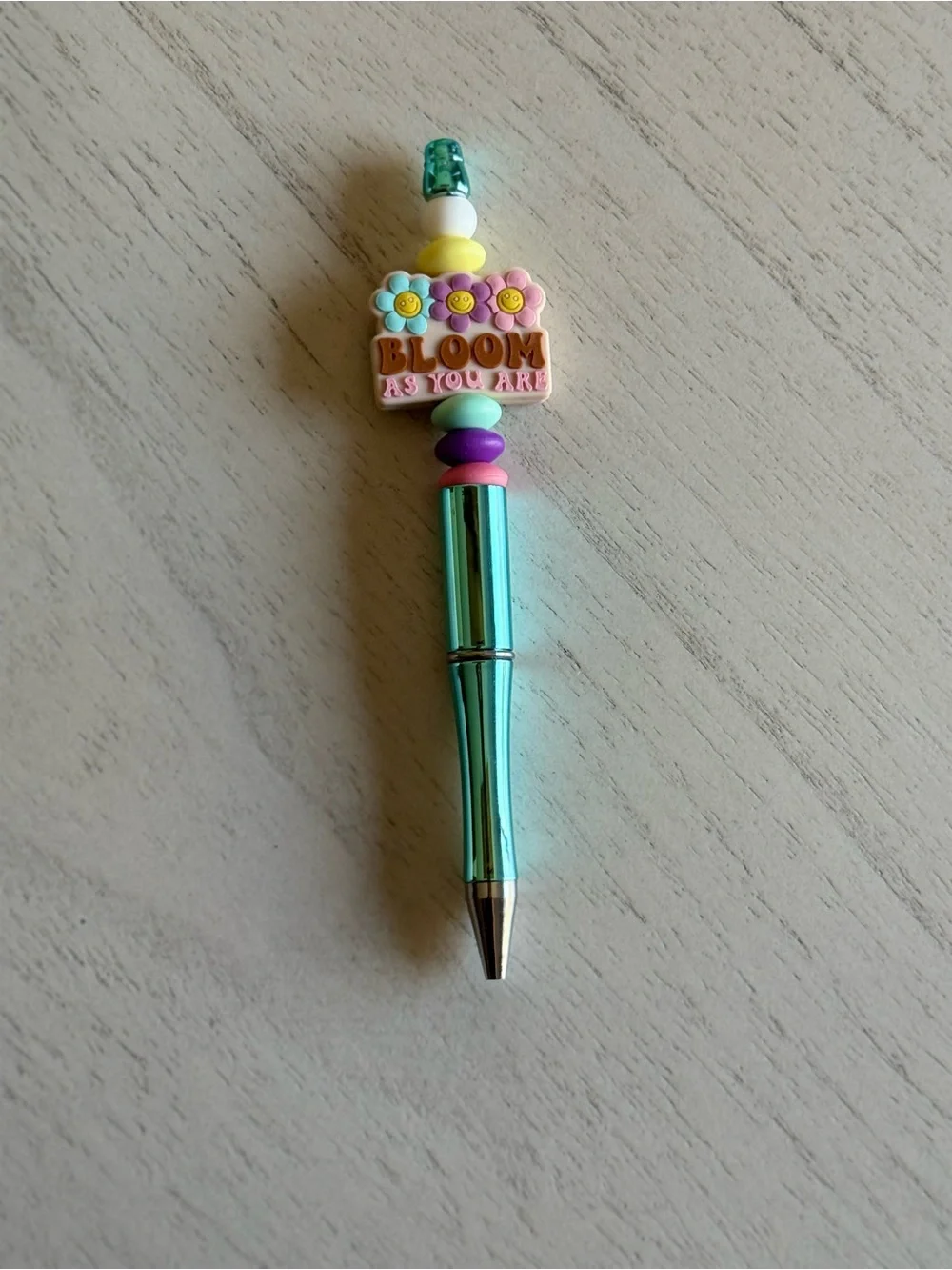 Bloom Beaded Pen - Teal and Pastel